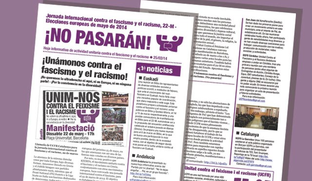 Hoja informativa de actividad unitaria contra el fascismo y el racismo · 25/02/14