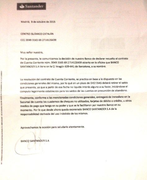 Carta Santander CCIC